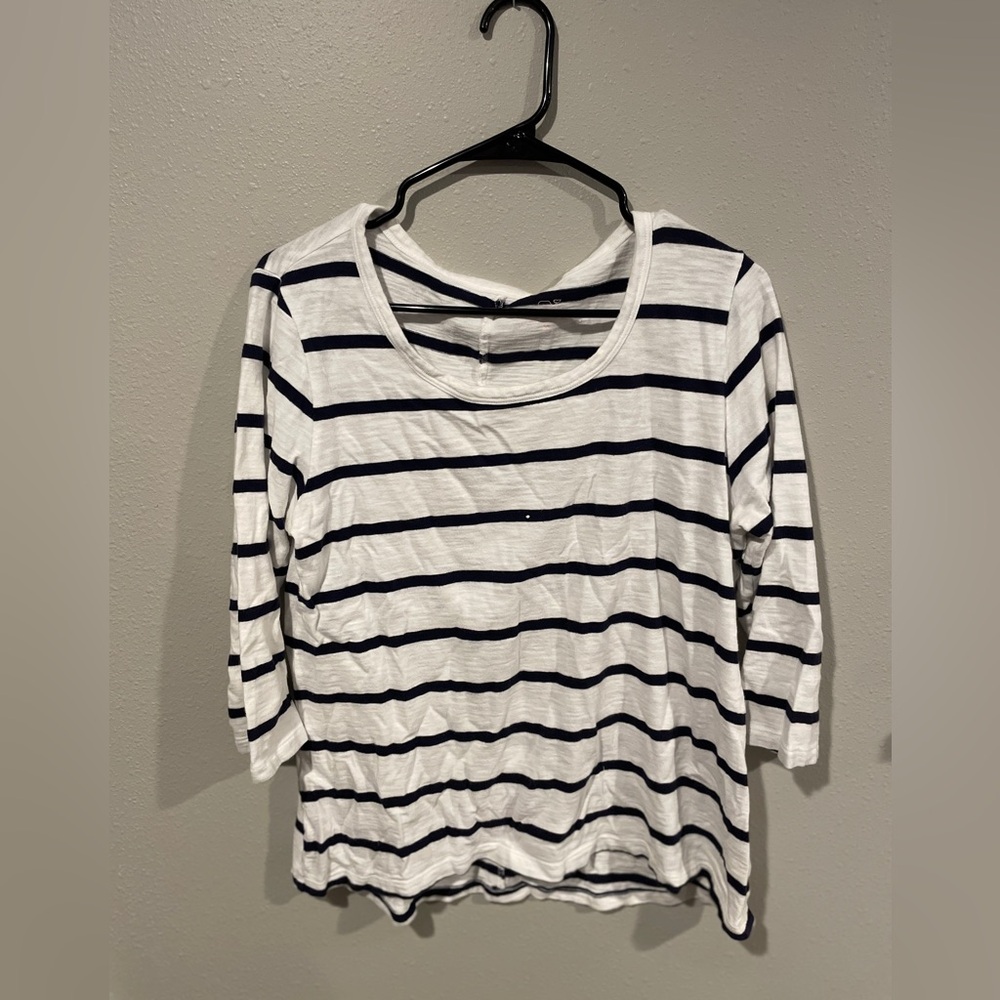 Vineyard Vines Striped Navy and White Women's Top